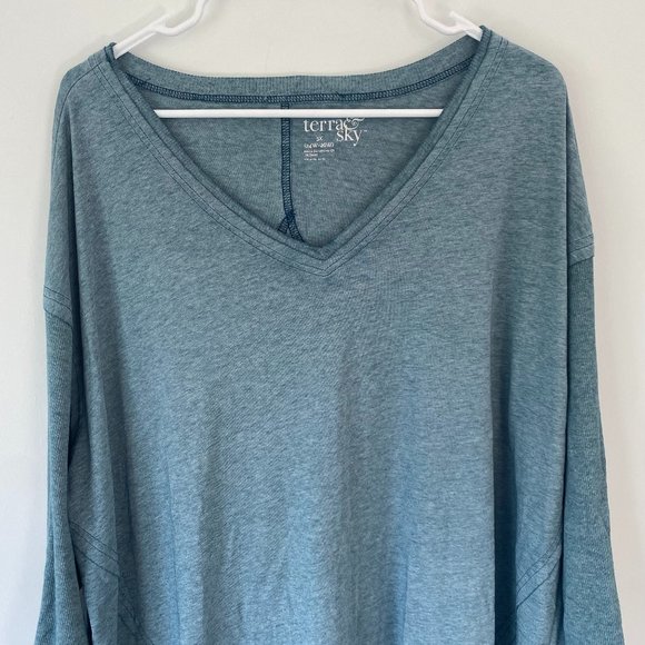 Terra & Sky Turquoise Top Women's Plus Size 3X Blouse Terra and Sky - Picture 1 of 8